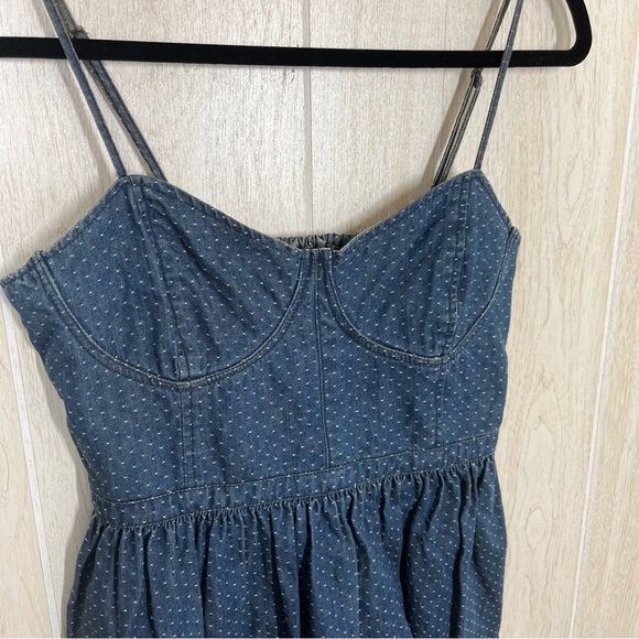 Free People Denim Jean Polka Dot Bustier Dress - Picture 7 of 9
